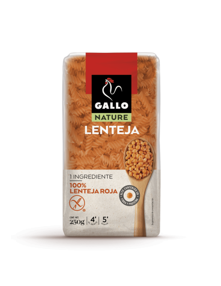 Hélices 100 % lenteja roja Gallo Nature 250 gr.