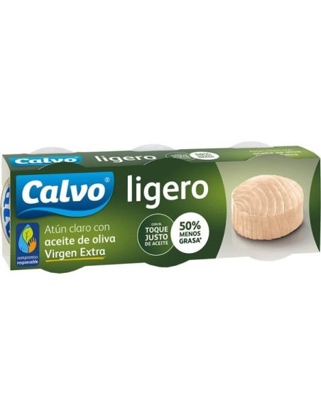Atún claro en aceite de oliva virgen extra ligero Calvo Pack 3 ud.